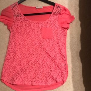Pink Hinge Lace & Knit tee
